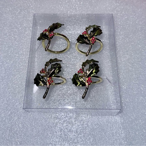 Lenox Christmas 3 Set of 4 Holly Berry Napkin Rings #7156 - Picture 2 of 8